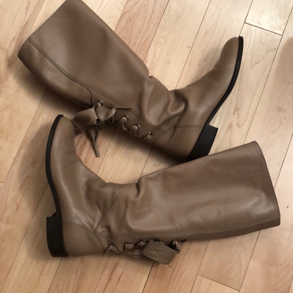 Valentino Shoes - VALENTINO BOOTS NUDE natural Leather Size 38 14” at the calf